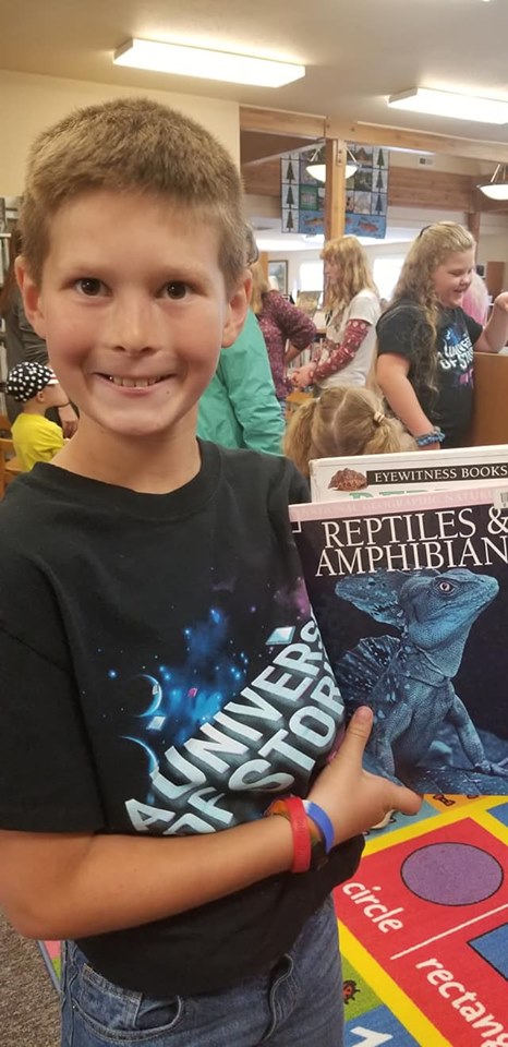 Excited about reading, about reptiles..